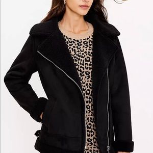 LOFT Faux Suede Aviator Jacket